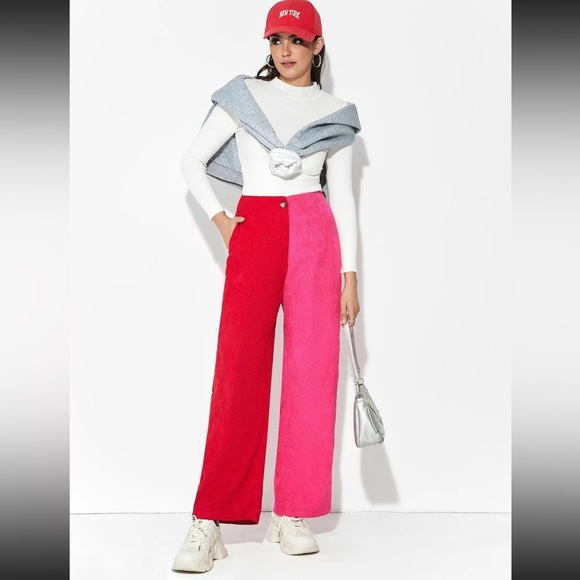 ❣️🩷 NWOT - corduroy two tone wide leg pants - Picture 4 of 5